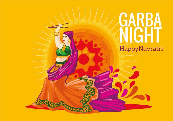 Vector Design of Woman Playing Garba Dance 