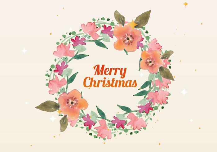 Free Christmas Watercolor Wreath Vector