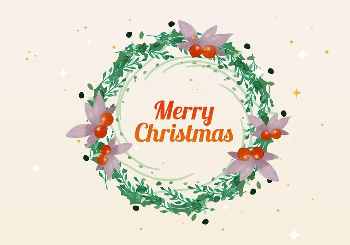 Christmas Watercolor Wreath Vector