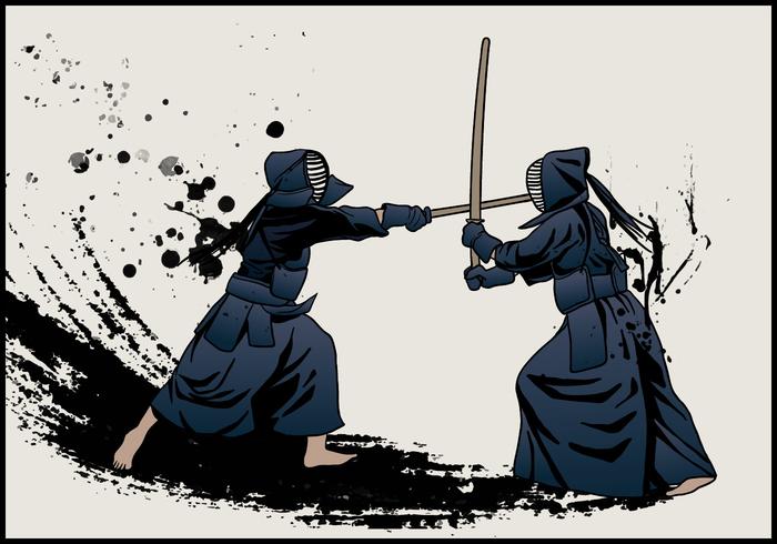 Lucha por la espada Kendo vector