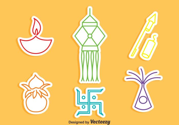 India Festival Element Icons Vector