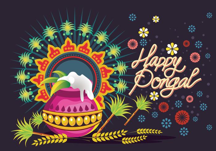 Vector Illustration of Happy Pongal Greeting Background