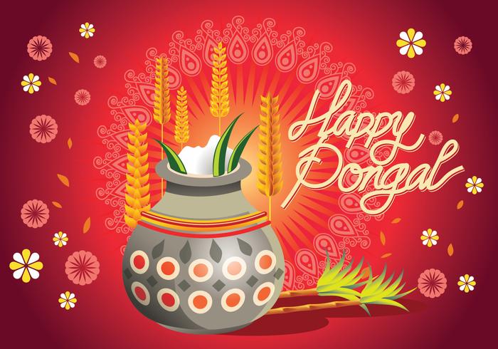 Vector Illustration of Happy Pongal Greeting Background