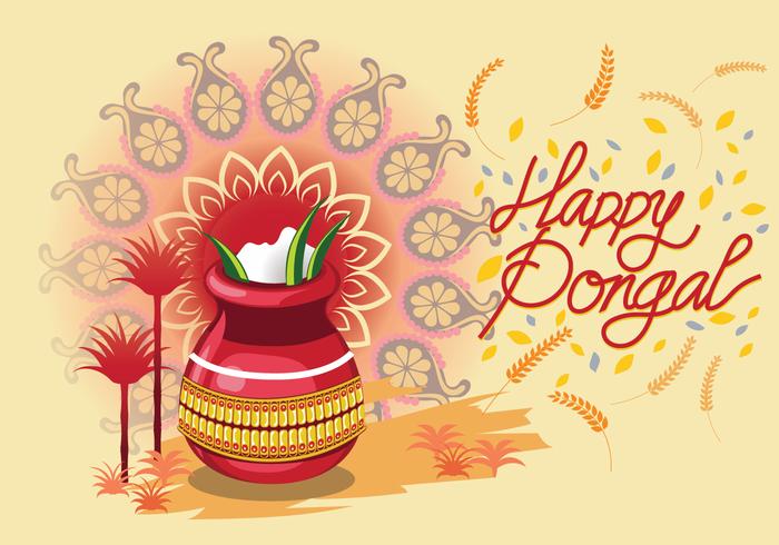 Vector Illustration of Happy Pongal Celebration Background