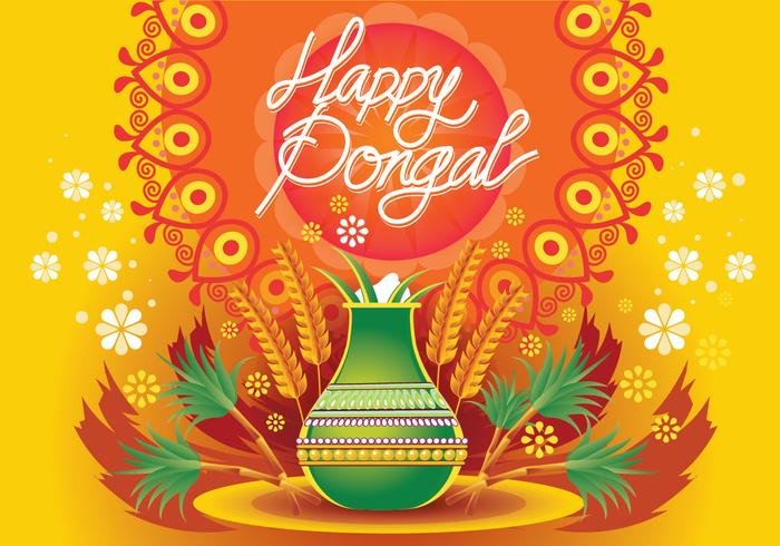 Vector Illustration of Happy Pongal Celebration Background