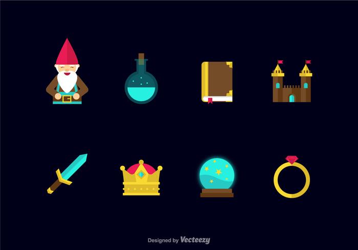 Flat Fairy Tale Vector Icons