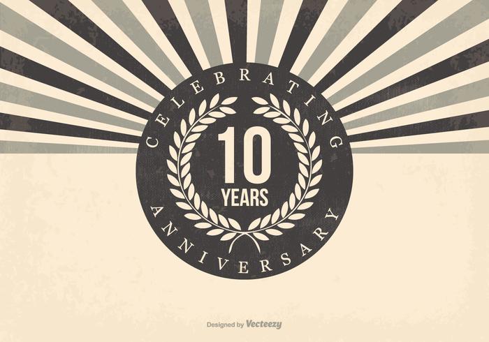 Ilustración del 10mo aniversario retro vector