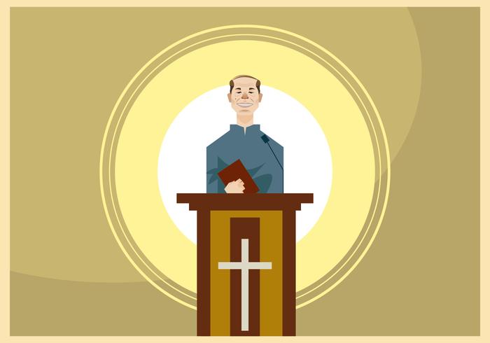 Speaking Pastor in the Lectern Vector