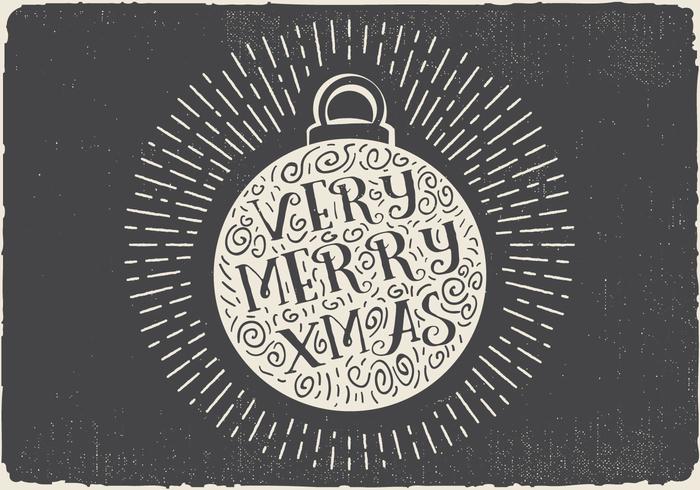 Free Vintage Hand Drawn Christmas Ball With Lettering vector