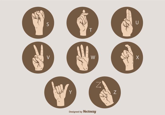 Vector Sign Language Letter Set  S - Z