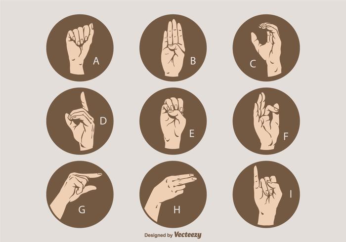 Vector Sign Language Letter Set  A - I