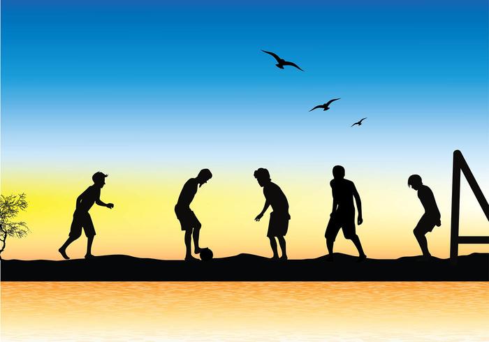 Soccer Beach Silhouette Free Vector