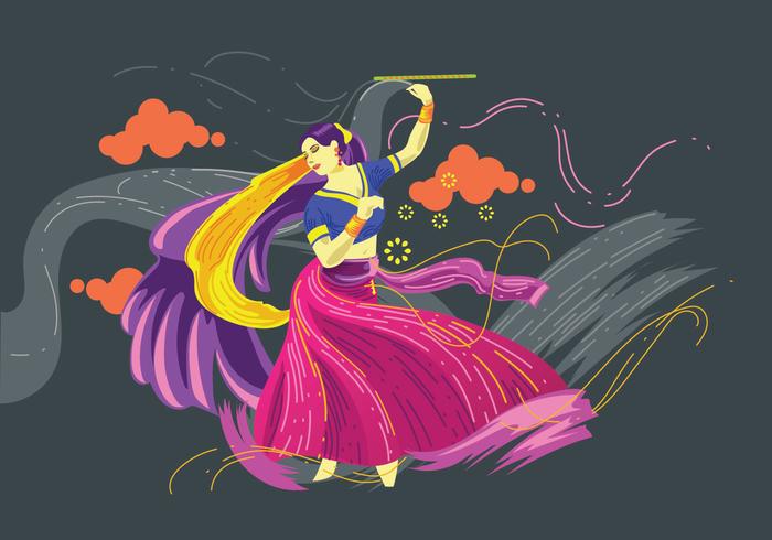 Vector Design of Woman Playing Garba Dance