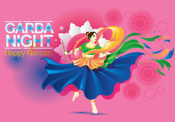 Vector, diseño, mujer, juego, garba, danza vector