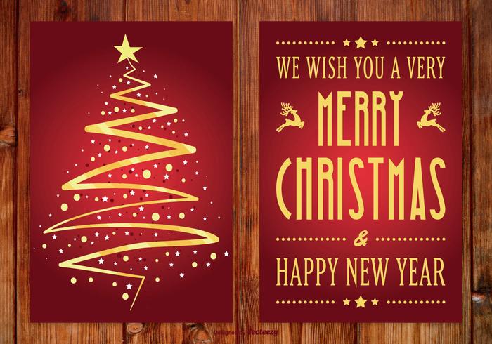 Beautiful Red and Gold Christmas Card vector