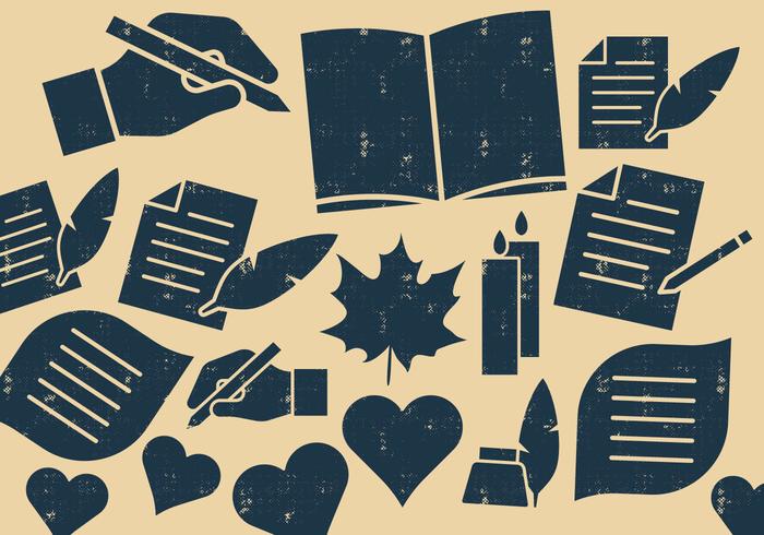 Writers And Poets Icons vector