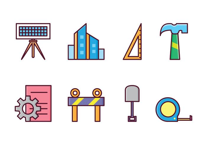 Iconos gratis de arquitecto y construcción vector