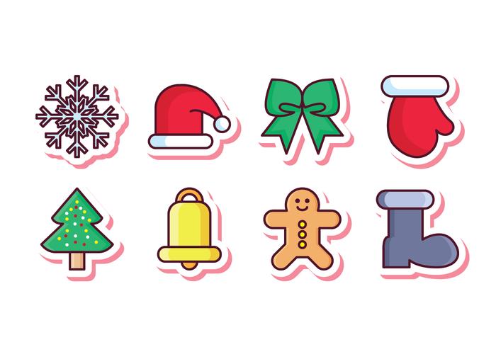 Free Christmas Sticker Icon Set vector