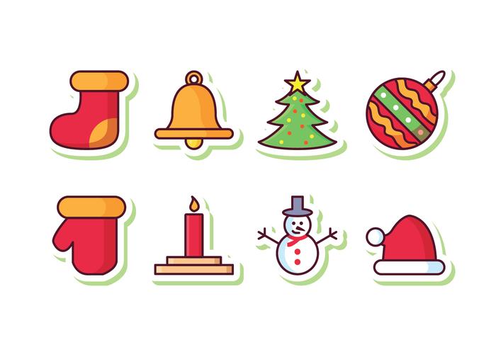 Free Christmas Sticker Icon Set vector