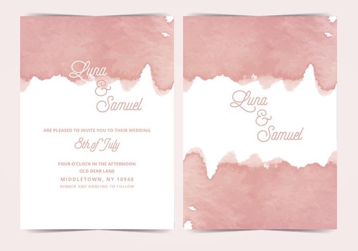 Pink Watercolor Vector Wedding Invite