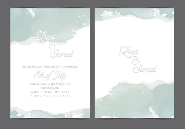 Gray Watercolor Vector Wedding Invite