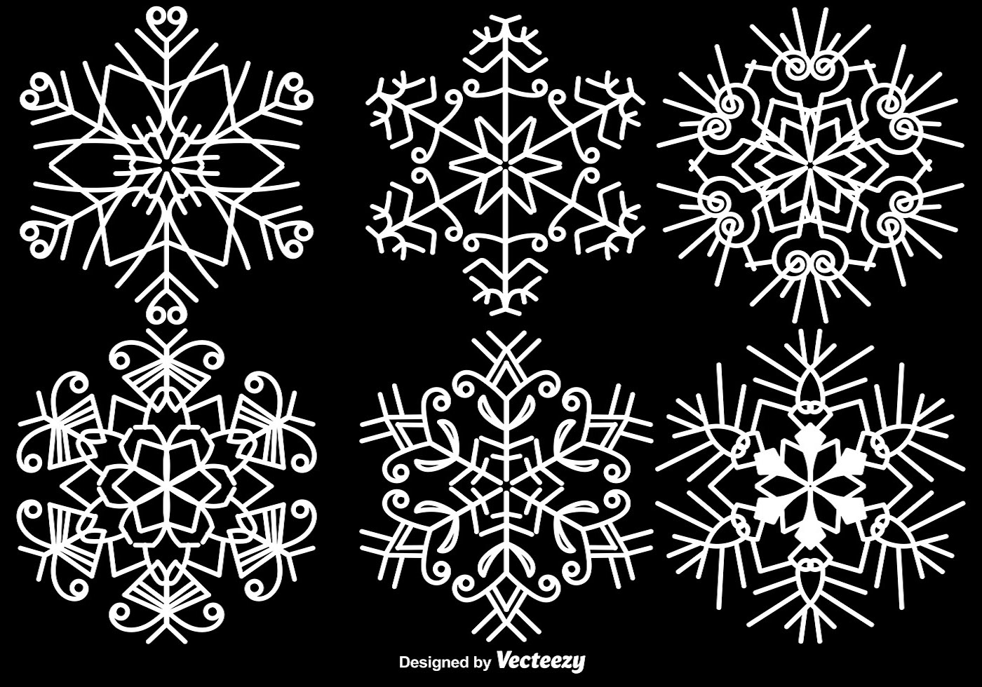 Premium Vector  Different white snowflakes