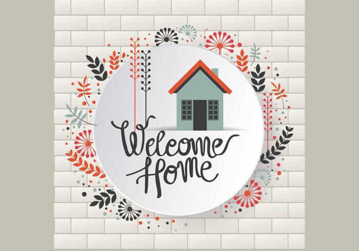 Floral Welcome Home Sign Vector