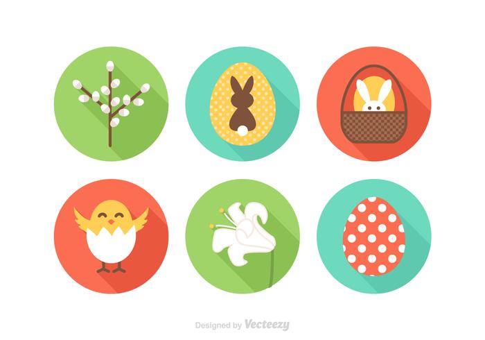 Iconos libres del vector de Pascua plana