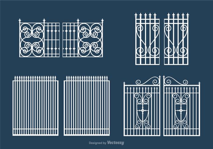 Free White Open Gate Vector Set