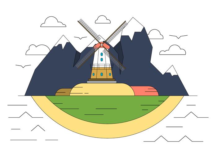 Windmill Hill Vector Illustration