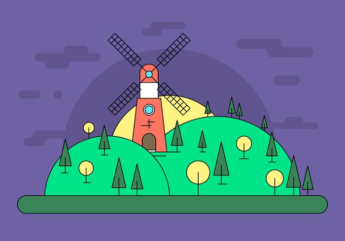 Windmill Hill Vector Illustration