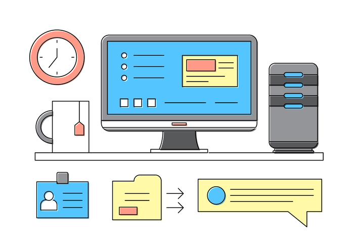 Computación iconos de oficina vector