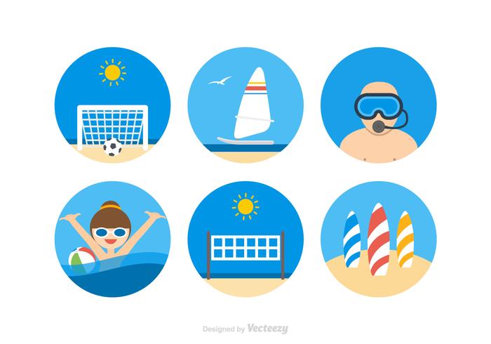 Iconos libres del vector de las actividades de la playa