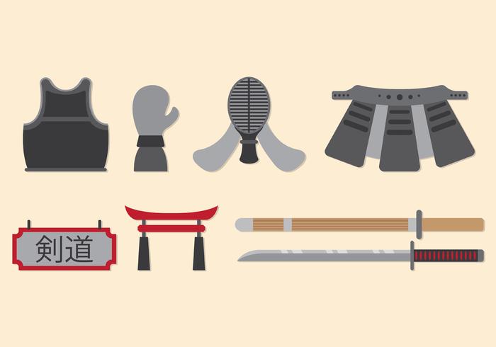 Conjunto De Iconos De Kendo vector