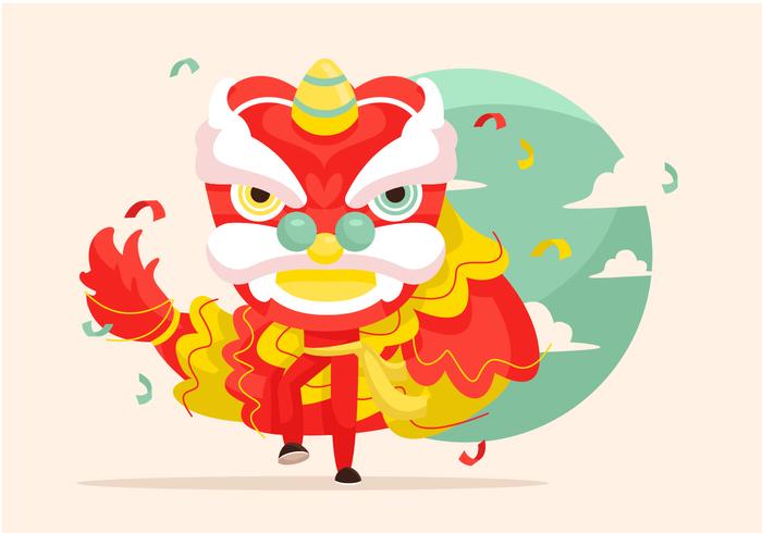 Lion Dance Vector Illustration