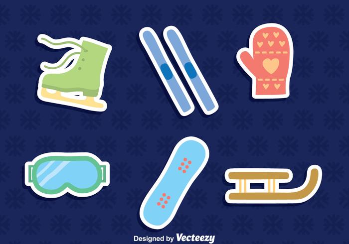 Winter Sport Element Icons Vector