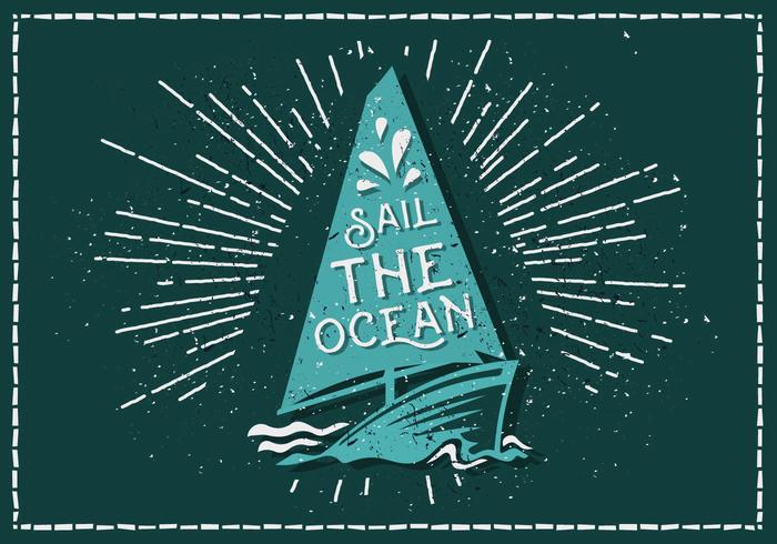 Vintage Sailboat Vector Illustration