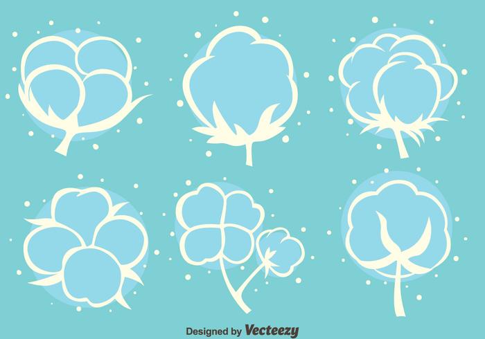 Flores de algodón blanco Iconos Vector