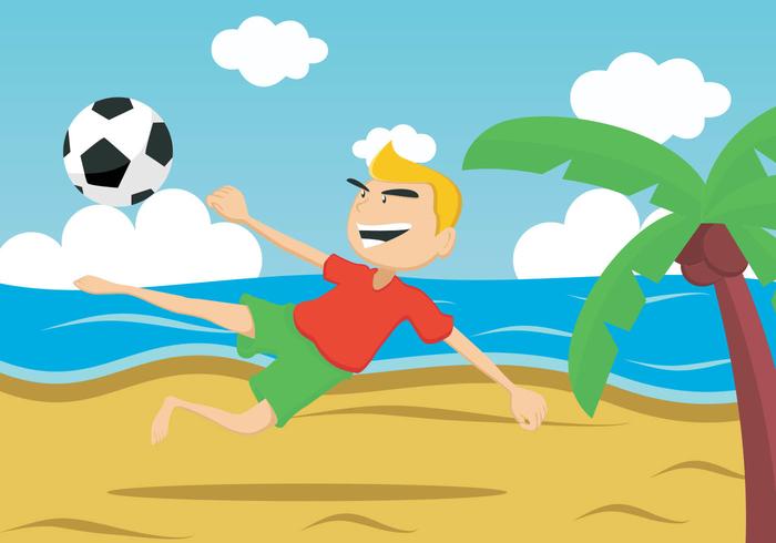 Guy Kick The Ball On The Beach vector