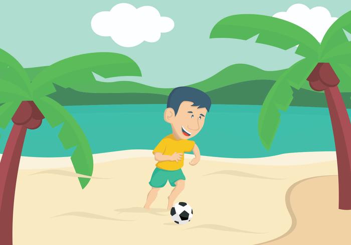 Guy Playing Soccer On The Beach vector