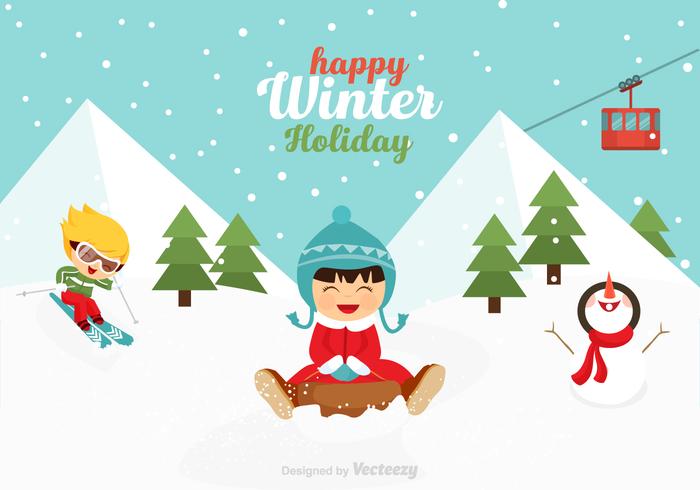 Free Vector Playful Kids In Winter Scene