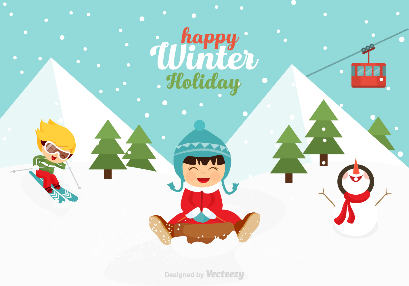 Download the Free Vector Playful Kids In Winter Scene 133842 royalty-free V...