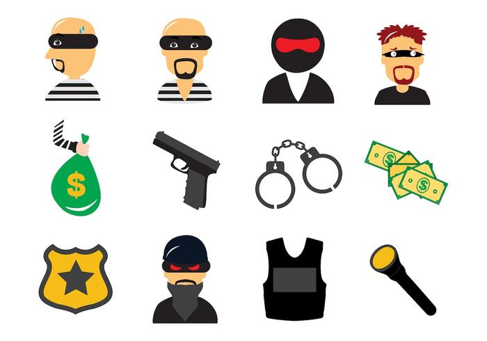 Free Theft and Thief Criminal Law Icons Vector