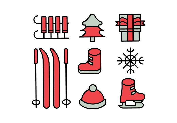 Merry christmas icons set vector