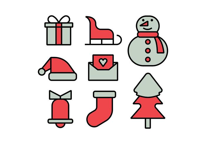 Merry christmas icons set vector