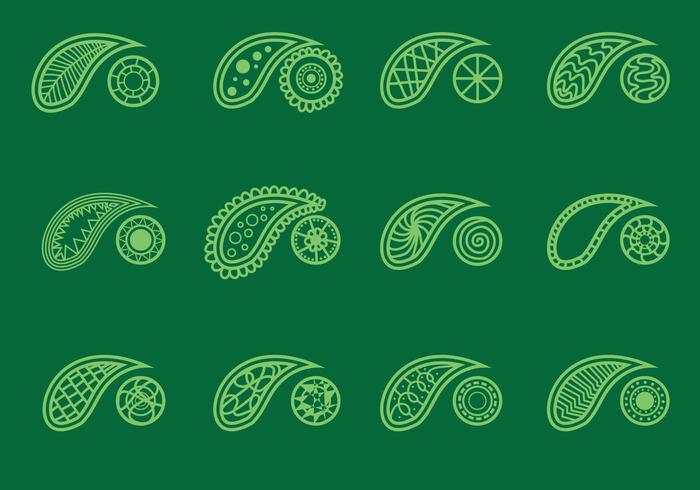 Set Of Cashmere On Green Background vector