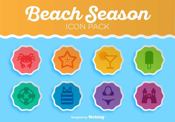 Summer Beach Vector Icon Set
