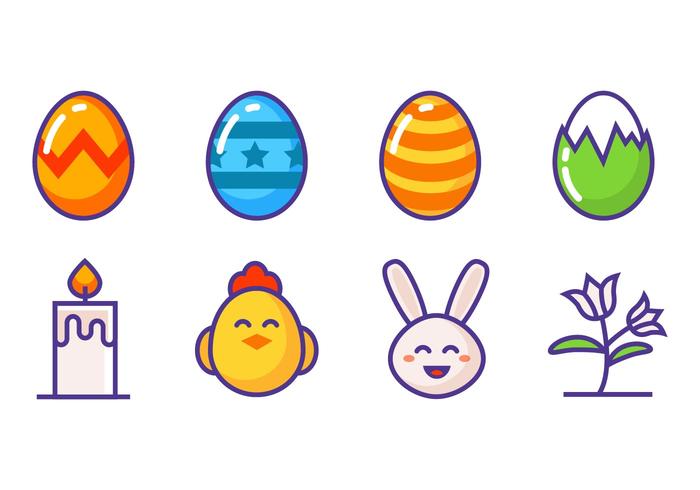 Iconos de Pascua gratis Vector