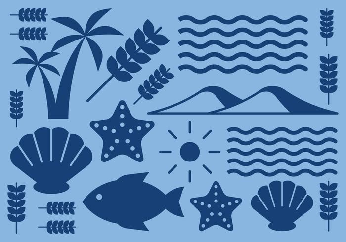 Iconos De La Playa De La Naturaleza vector