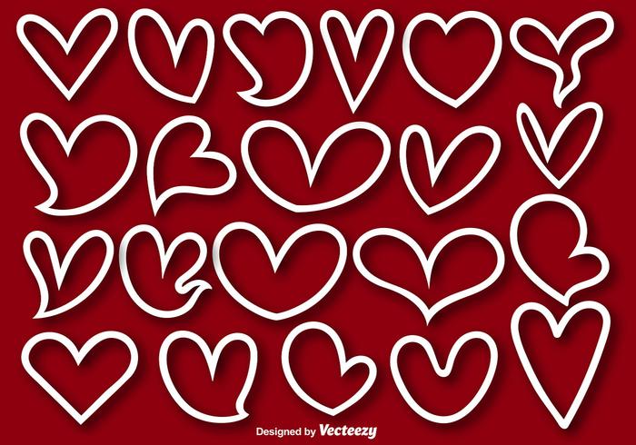 Collection Of 21 Heart Lined Shapes - Vector